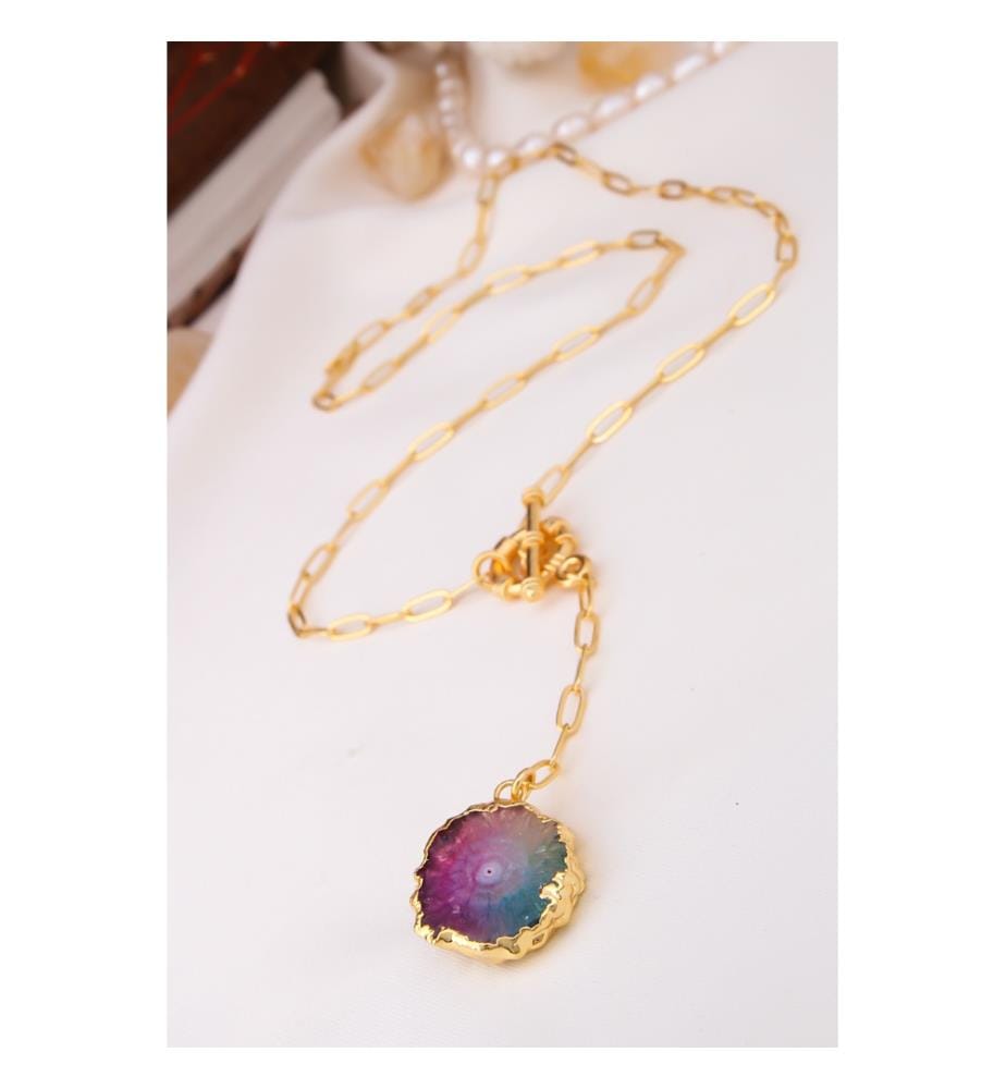 Quarz-Halskette - Multicolor
