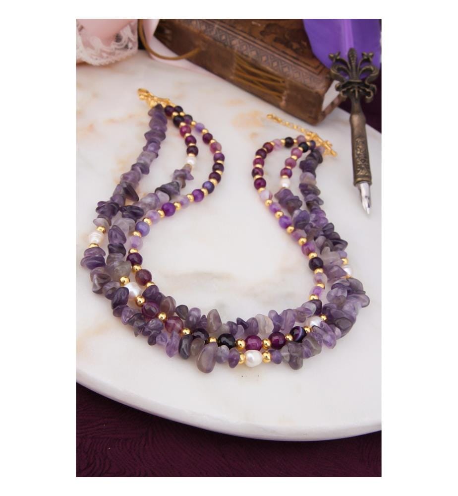 Amethyst-Halskette - Purpurrot