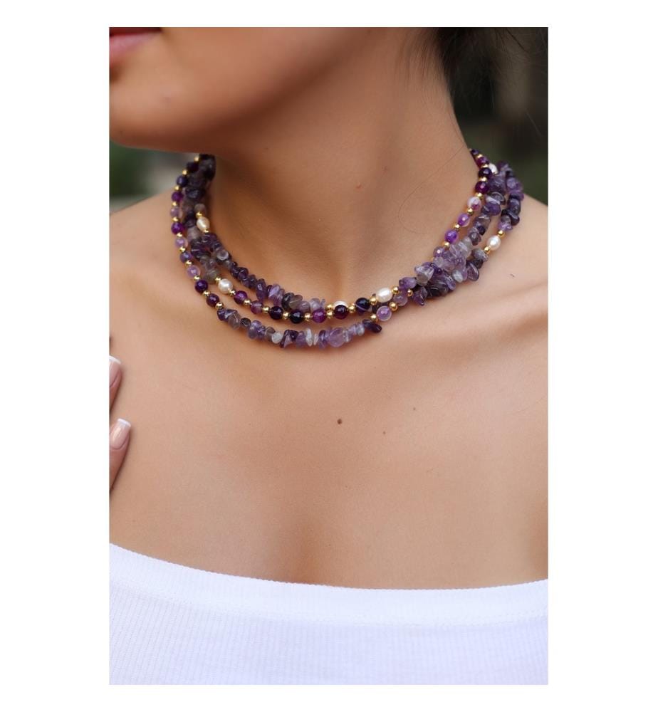Amethyst-Halskette - Purpurrot