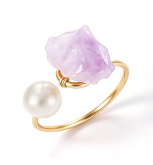 Ring mit Perle und Amethyst – Violett und Weiss