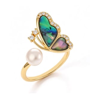 Ring mit Zirkonia und Perle – mehrfarbig