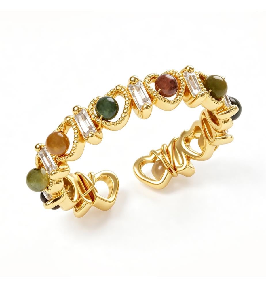 Ring aus Achat und Zirkon – mehrfarbig