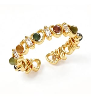 Ring aus Achat und Zirkon – mehrfarbig