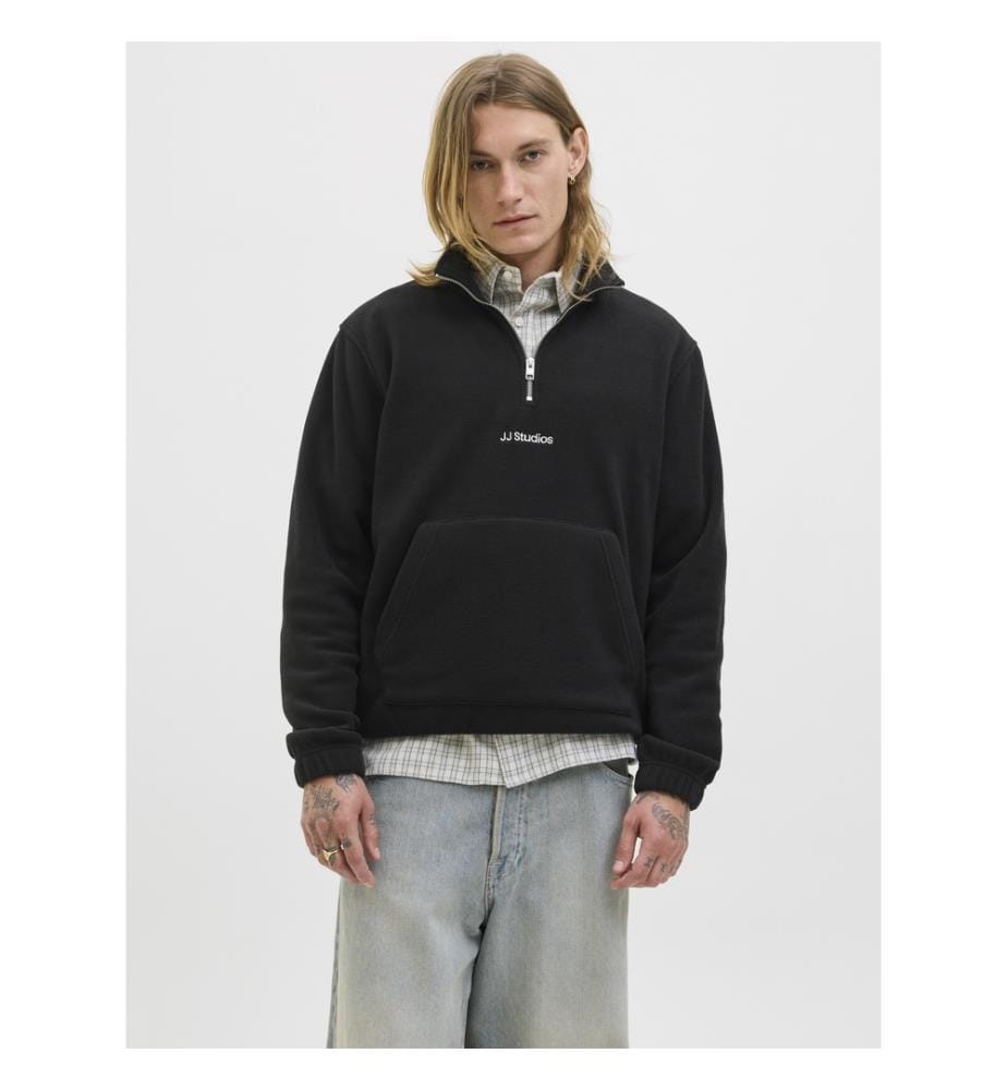 Sweatshirt in Relaxed Fit - Schwarz