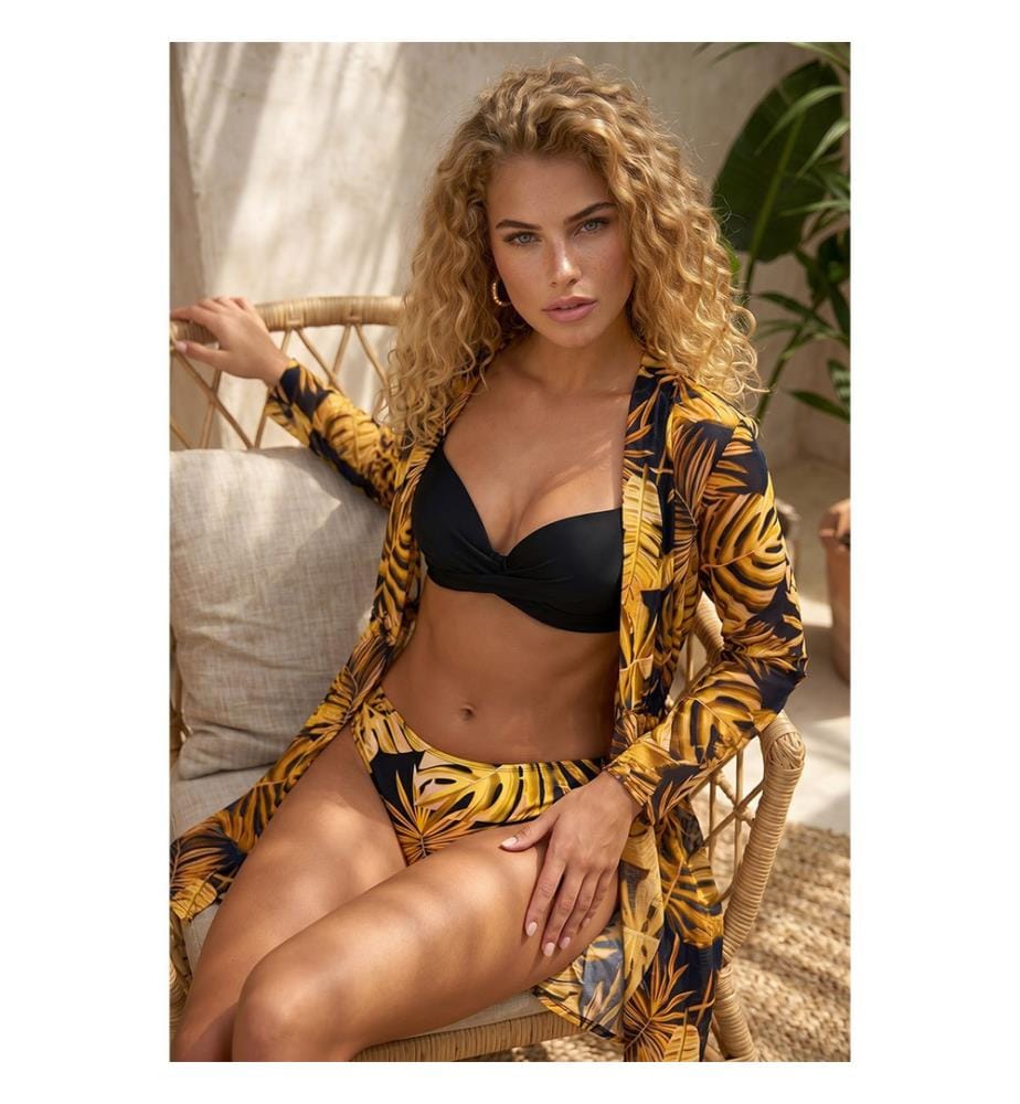 3-teiliges figurformendes Bikini-Set - Goldfarben