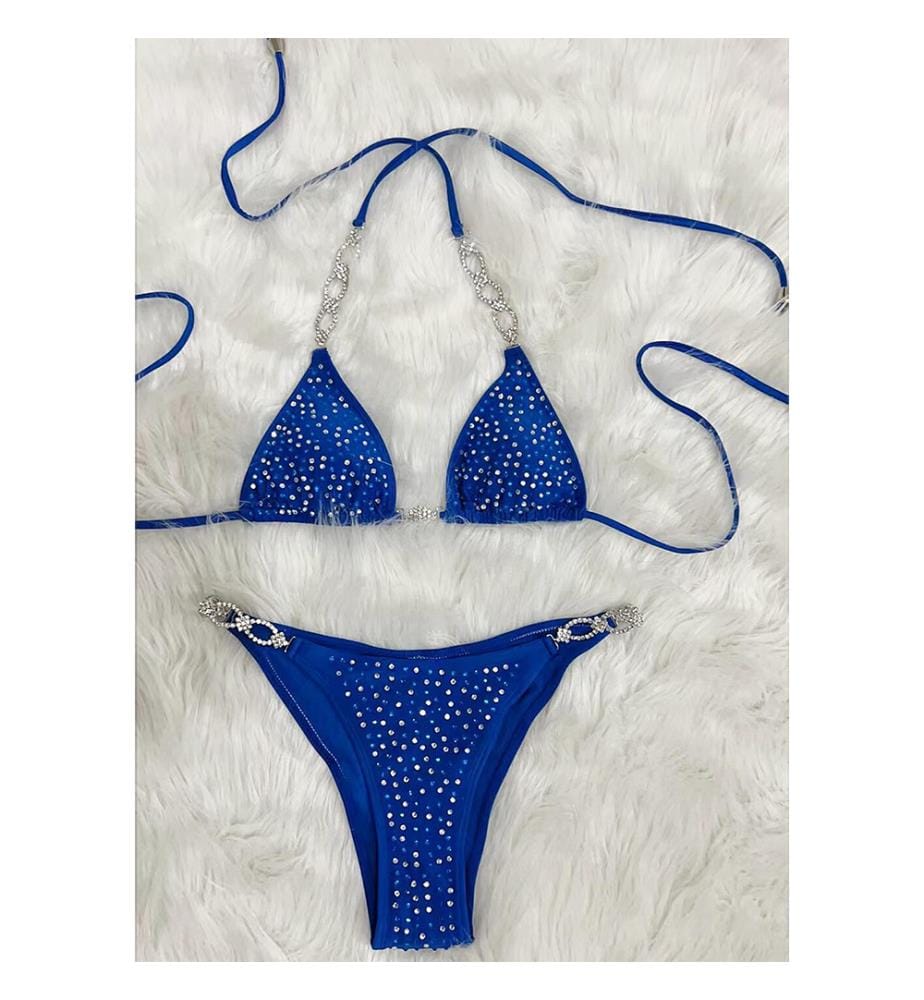 Bikini mit Strass-Verzierung - Blau