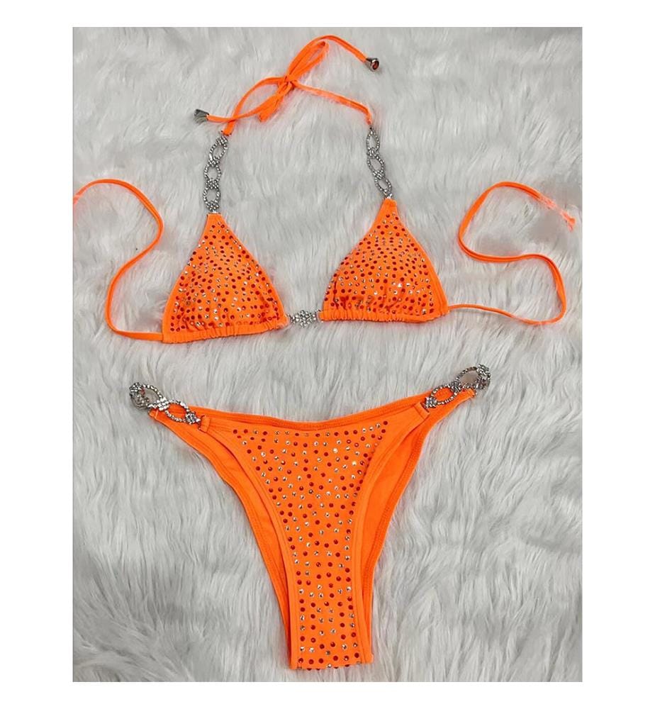 Bikini mit Strass-Verzierung - Orange