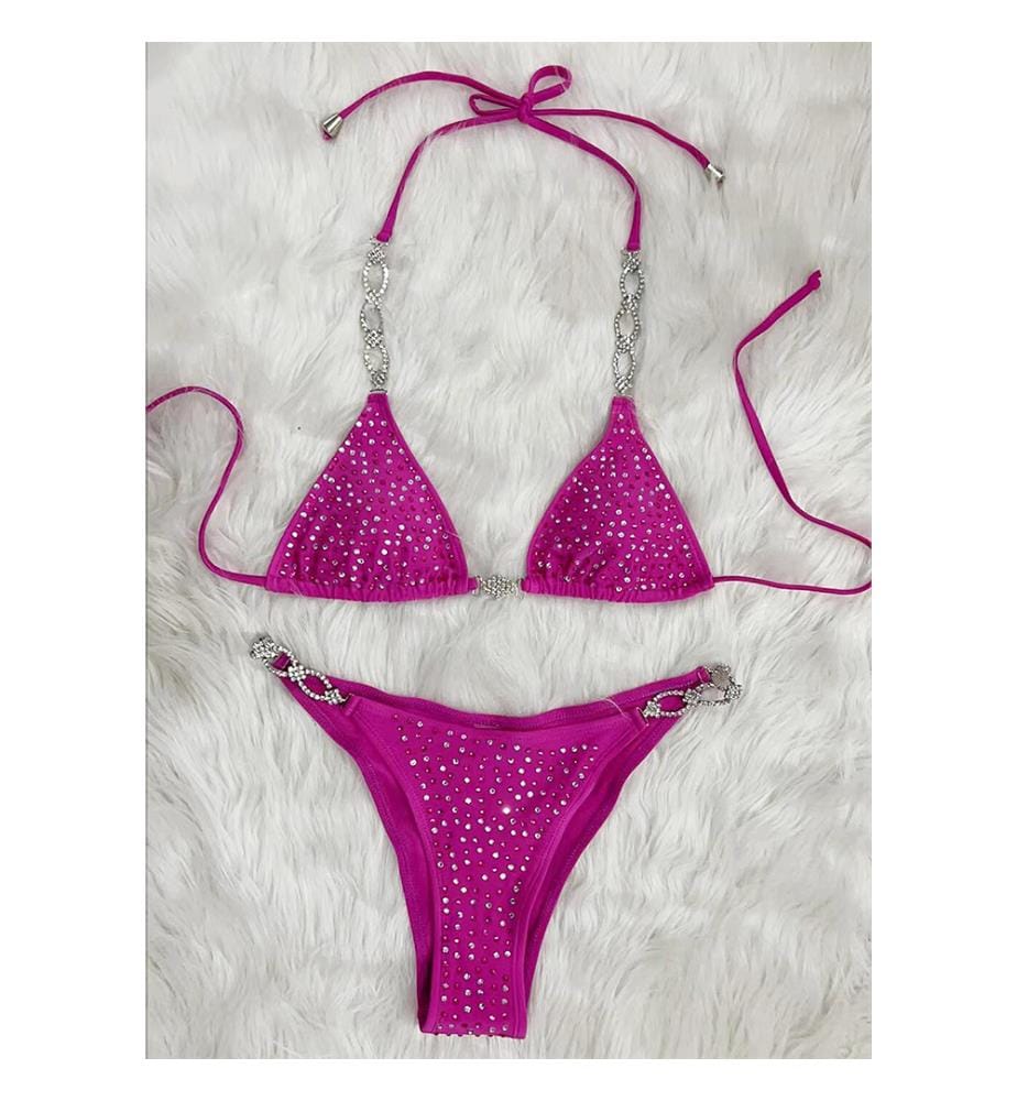 Bikini mit Strass-Verzierung - Violett