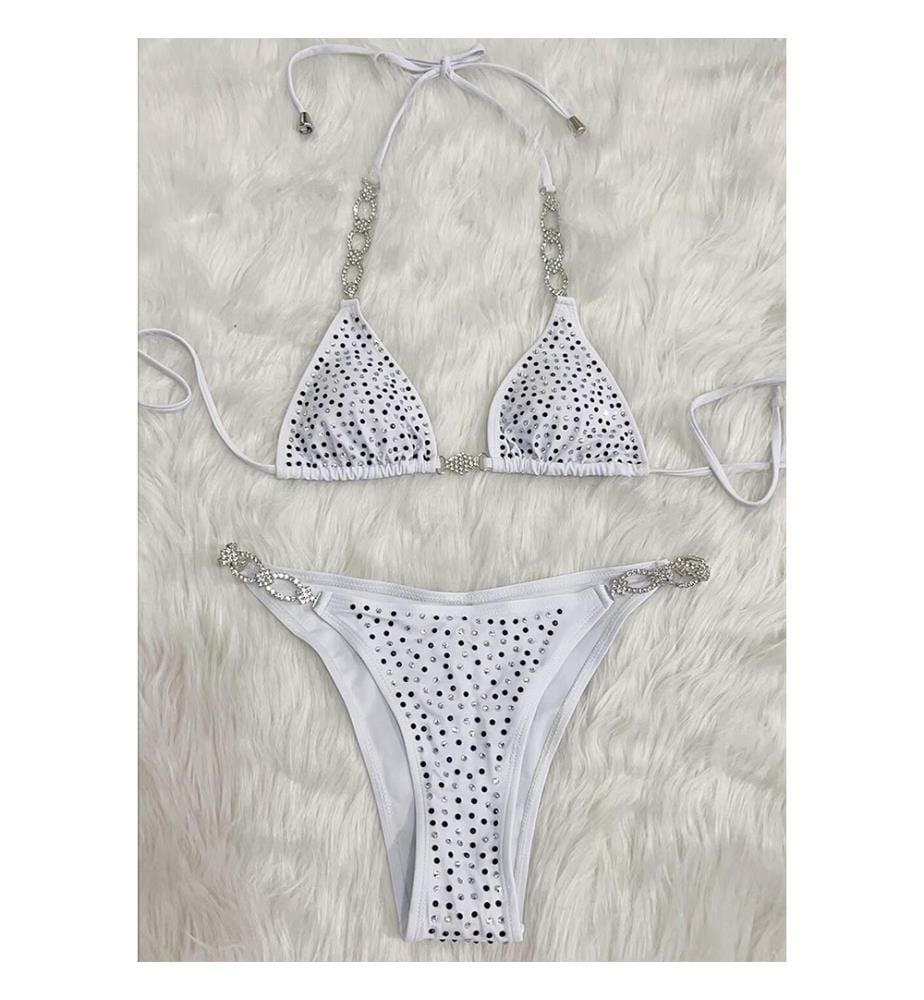 Bikini mit Strass-Verzierung - Weiss