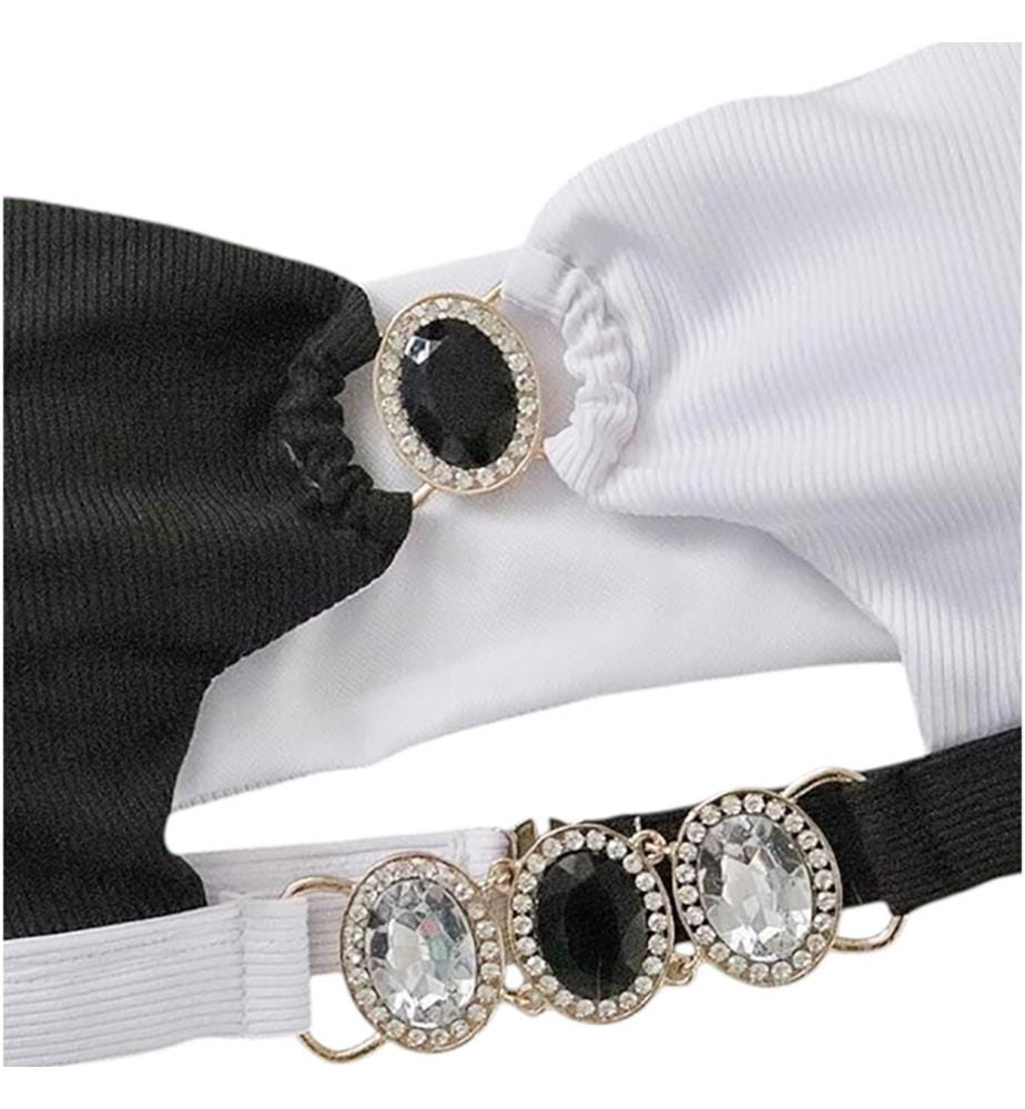 Trägerloser Bikini „Bijoux“ - Schwarz und Weiss