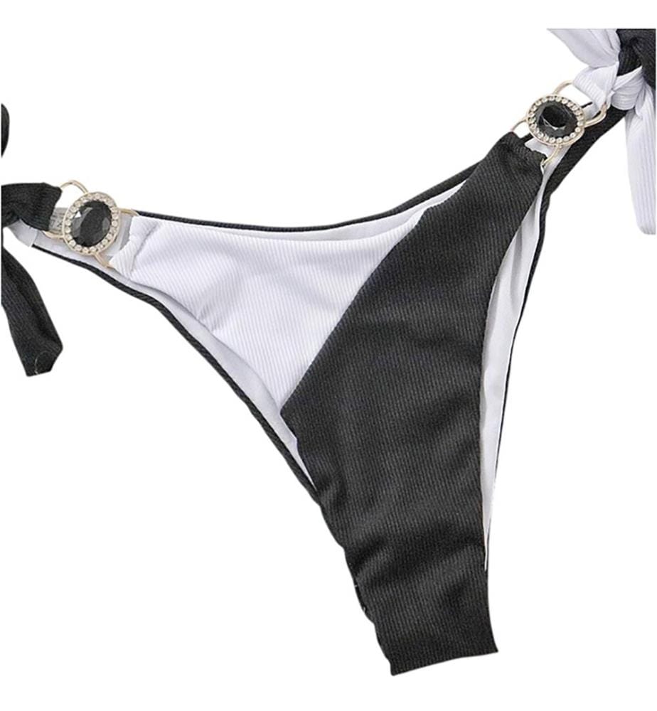 Trägerloser Bikini „Bijoux“ - Schwarz und Weiss