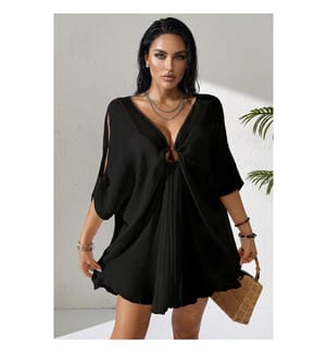 Fliessendes Strandkleid – Schwarz