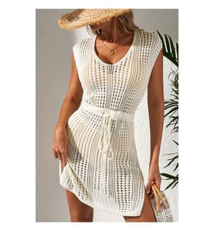 Strandkleid aus durchbrochenem Strick – Beige