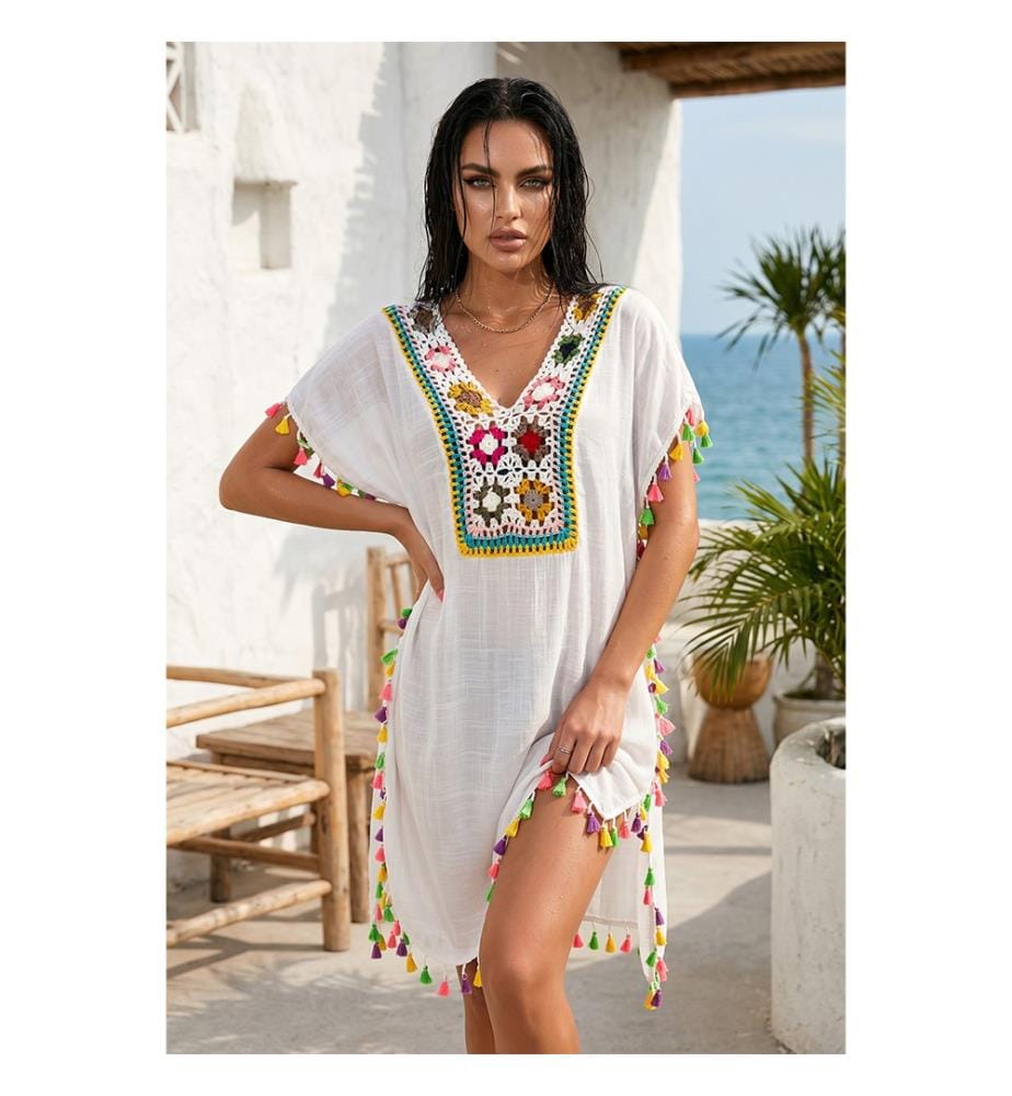 Boho-Strandkleid – Weiss