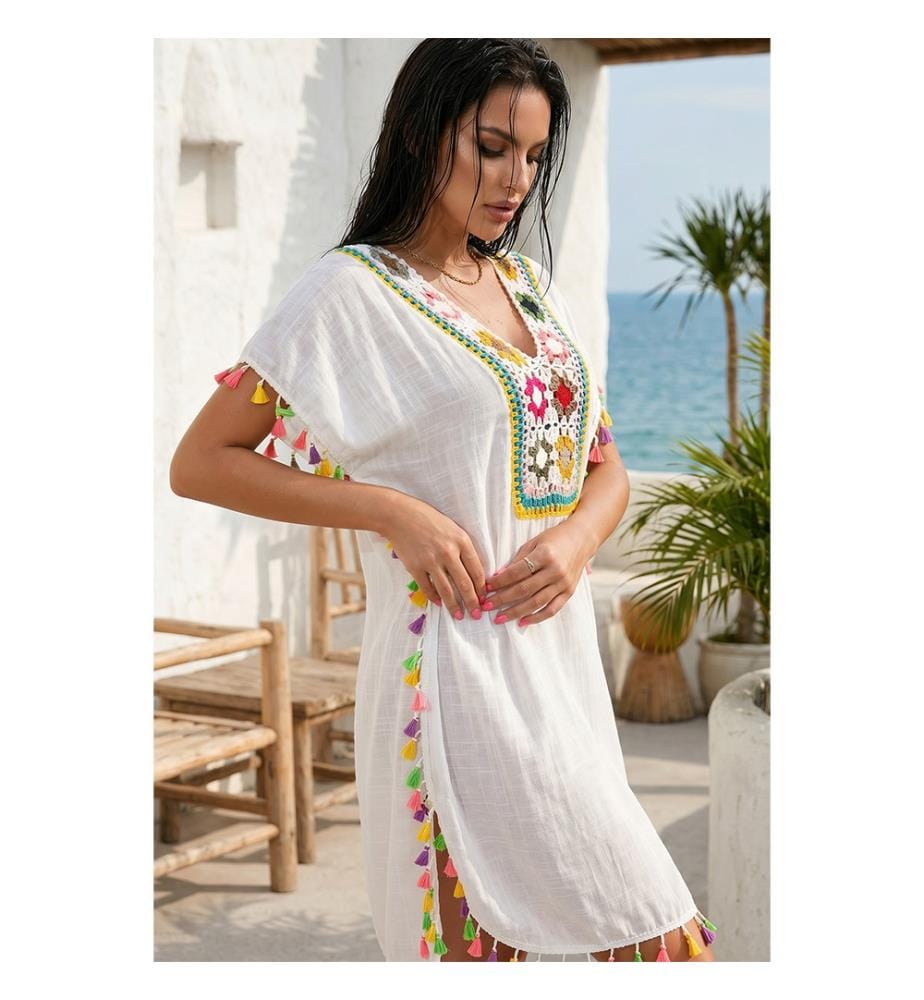Boho-Strandkleid – Weiss