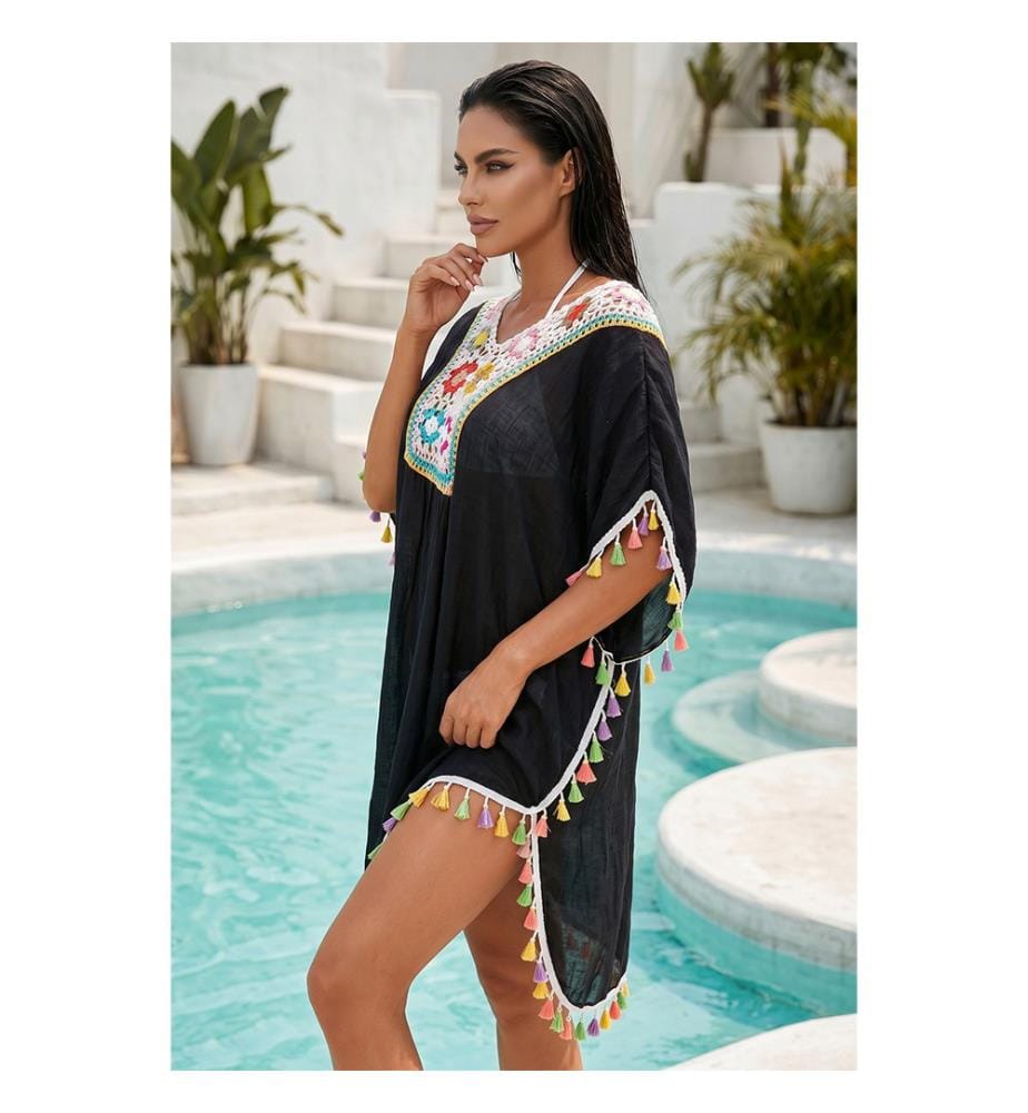 Boho-Strandkleid – Schwarz