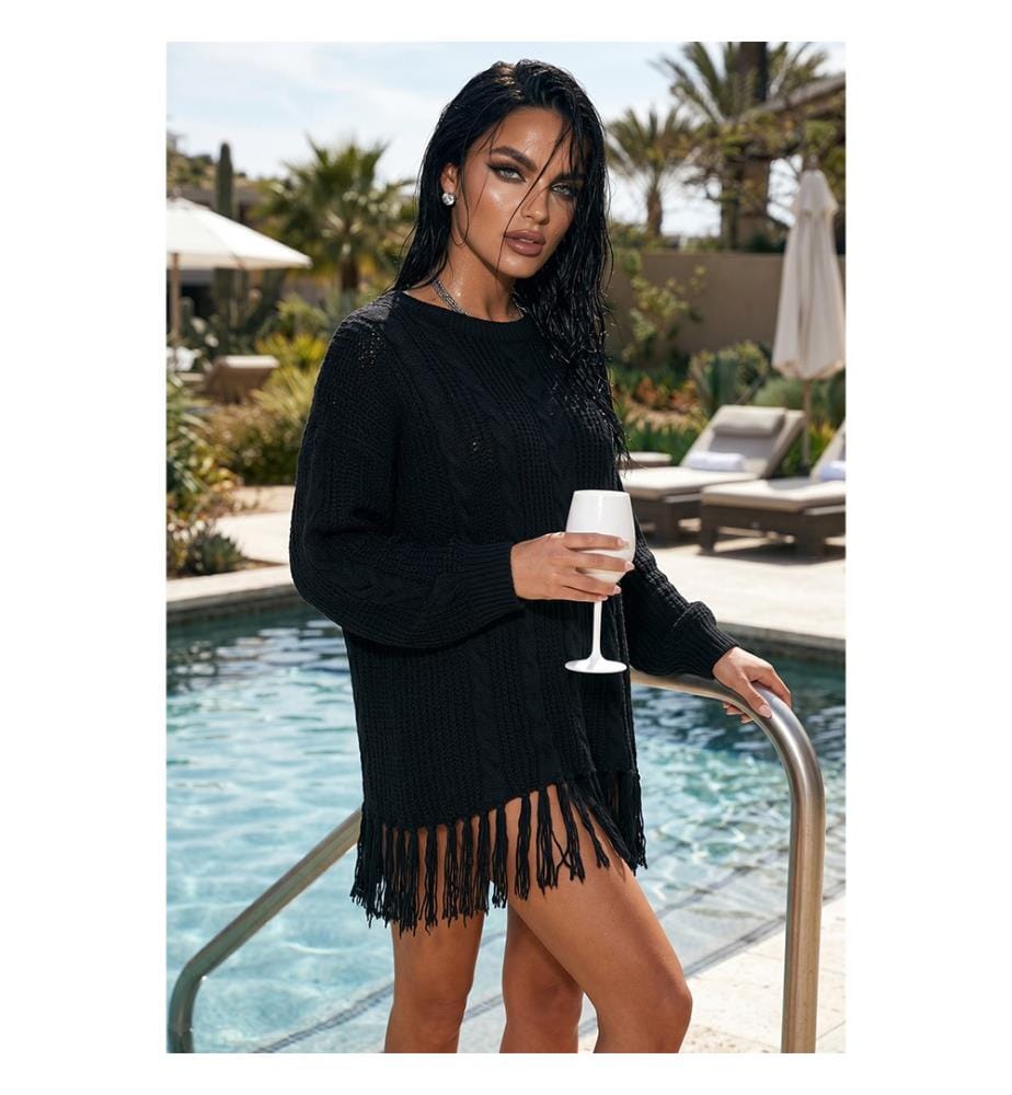 Robe maille de plage - Noir