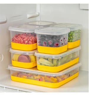 Fridge Organizer Set, 7 Pieces, Yellow, 100% PLASTIC