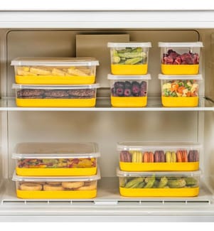 Fridge Organizer Set, 10 Pieces, Yellow, 100% PLASTIC