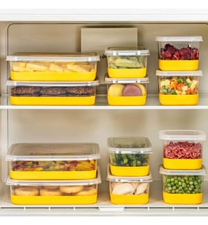 Fridge Organizer Set, 12 Pieces, Yellow, 100% PLASTIC