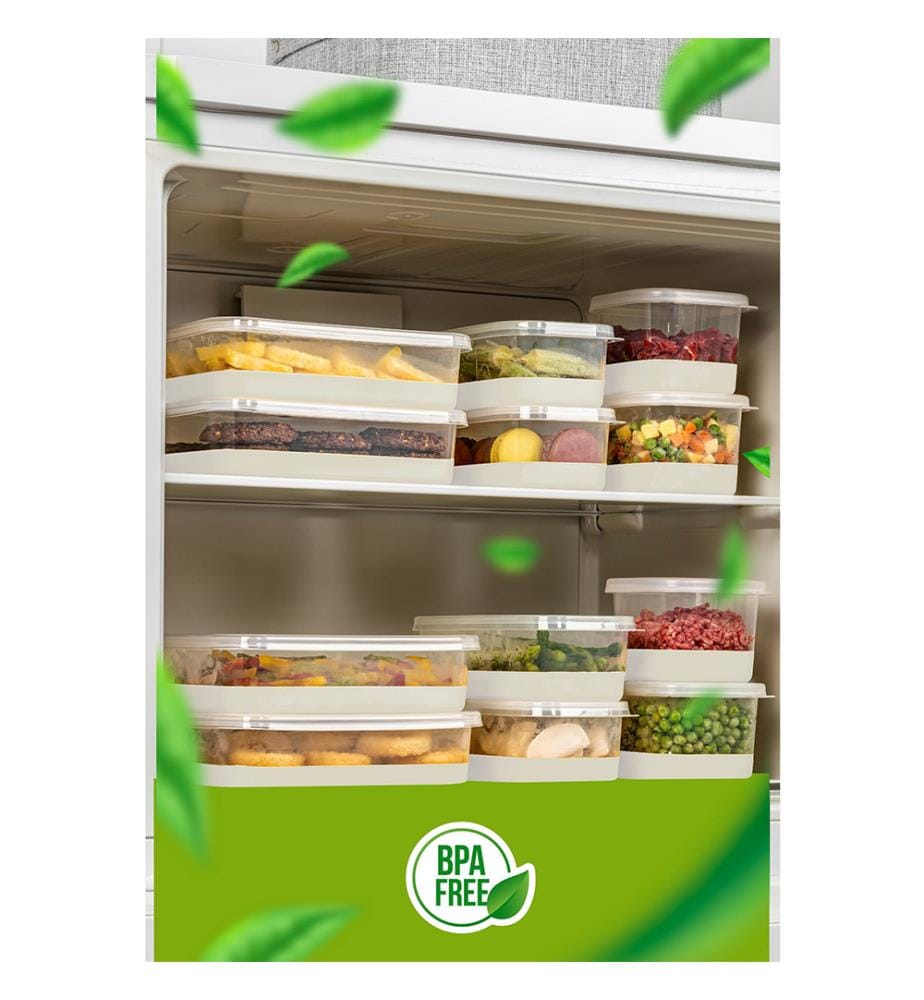 Fridge Organizer Set, 4 Pieces, Grey, 100% PLASTIC
