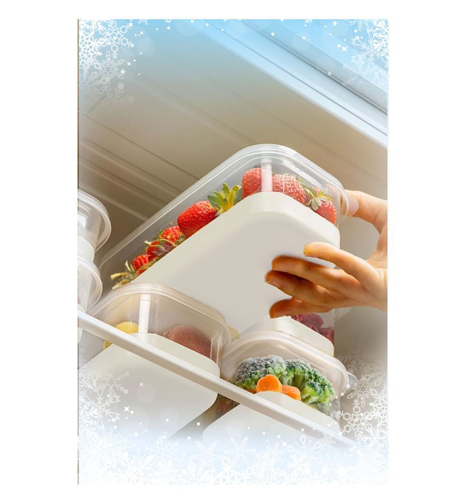 Fridge Organizer Set, 4 Pieces, Grey, 100% PLASTIC