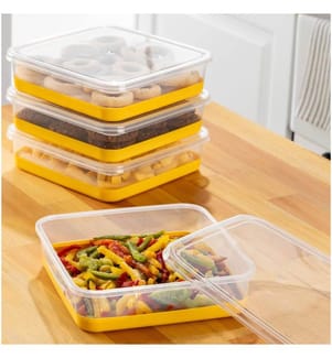 Fridge Organizer Set, 4 Pieces, Yellow, 100% PLASTIC