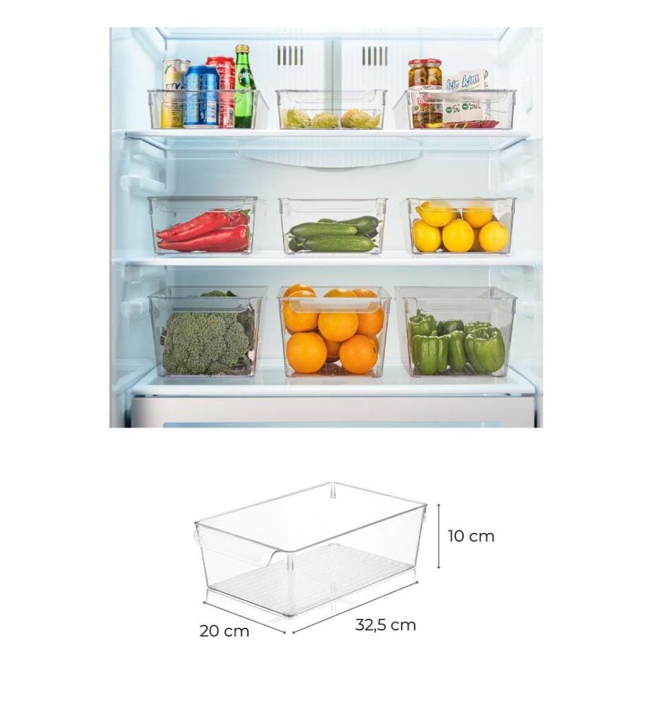 Fridge Organizer Set, 3 Pieces, Transparent, Plastic, Bpa Free