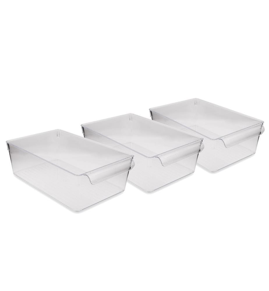 Fridge Organizer Set, 3 Pieces, Transparent, Plastic, Bpa Free