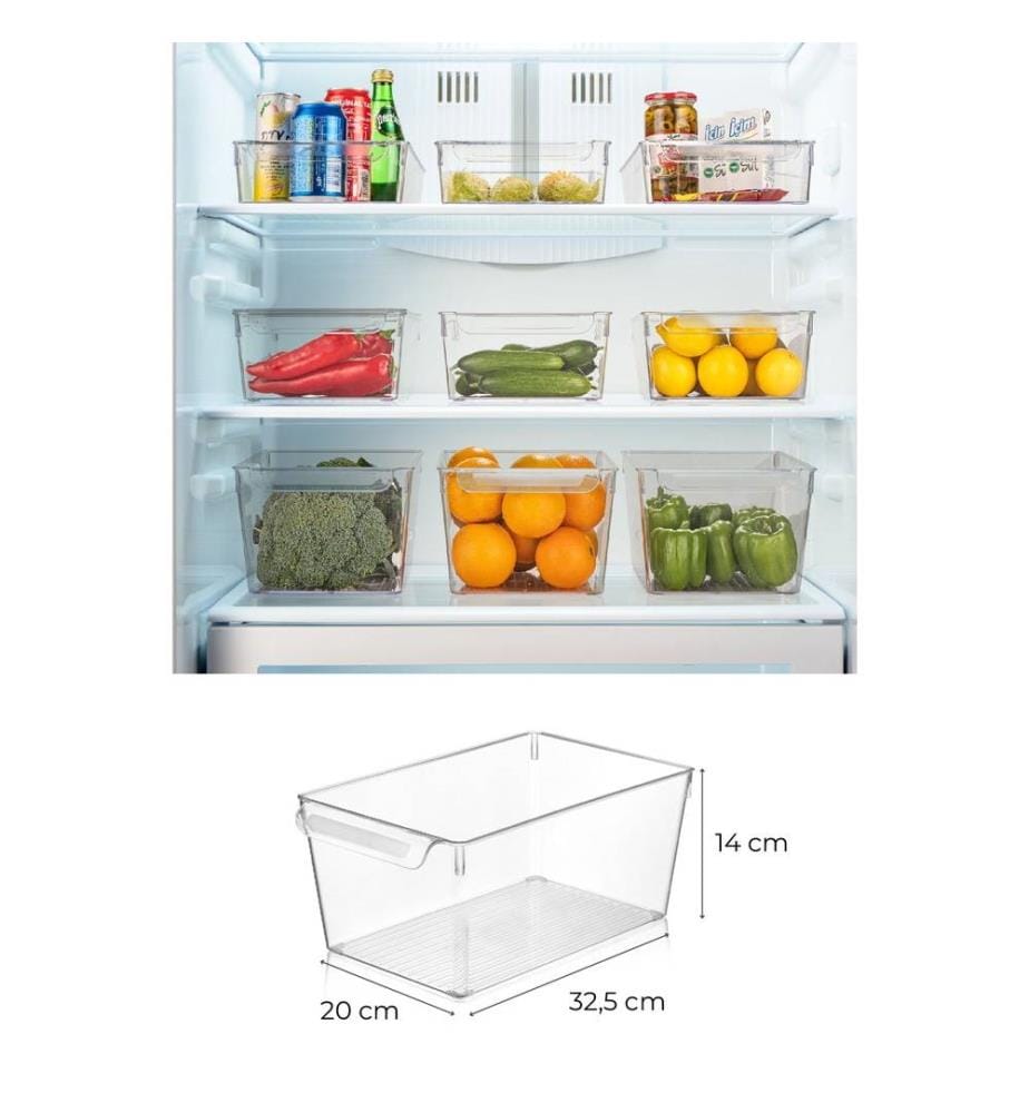 Fridge Organizer Set, 3 Pieces, Transparent, Plastic, Bpa Free