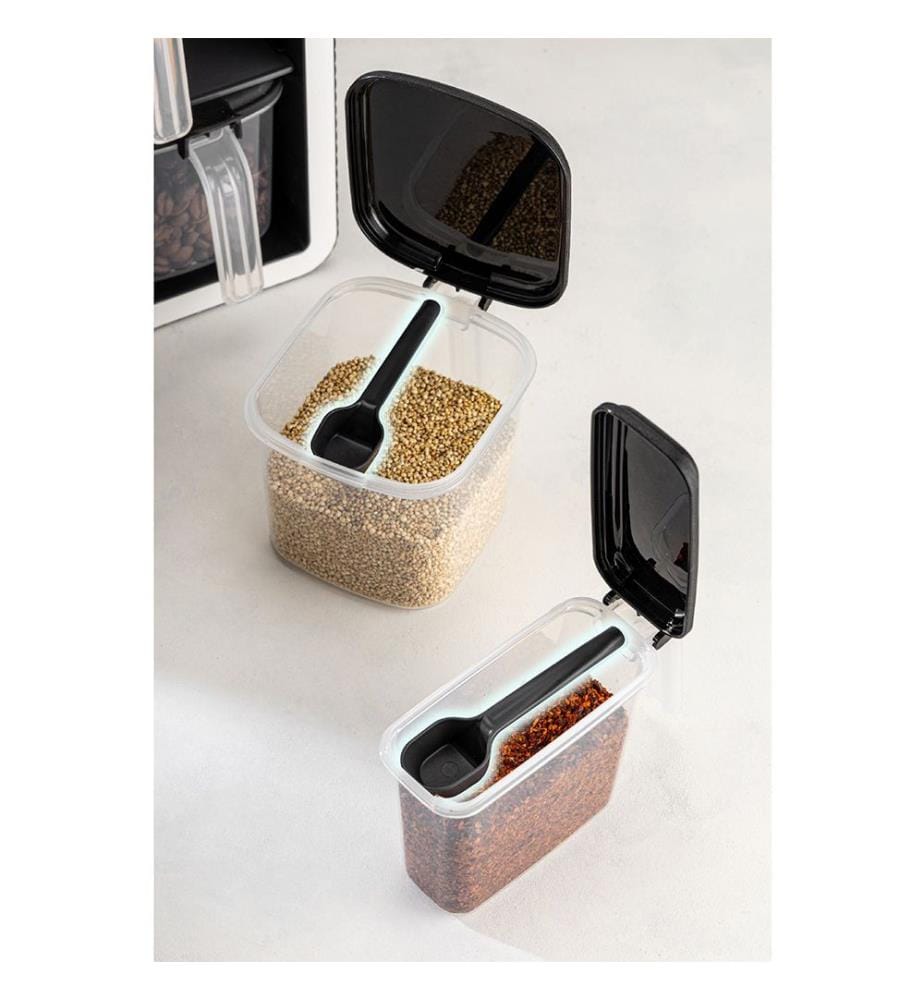 Spice Jar Set, 10 Pieces, Anthracite, 100% PLASTIC