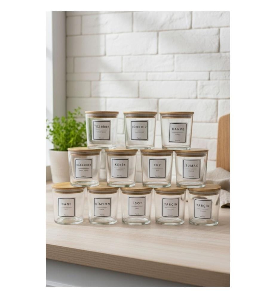 Spice Jar Set, 24 Pieces, Transparent, 100% GLASS