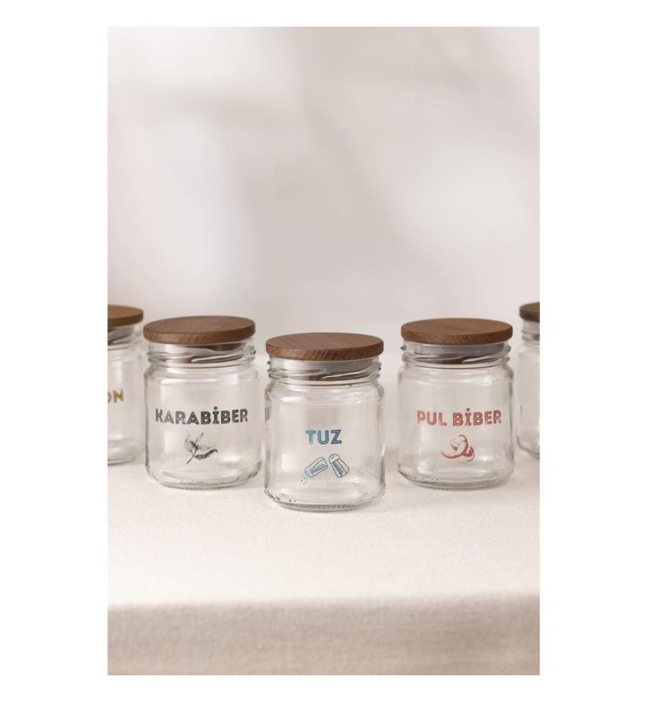Spice Jar Set, 6 Pieces, Transparent, 100% GLASS