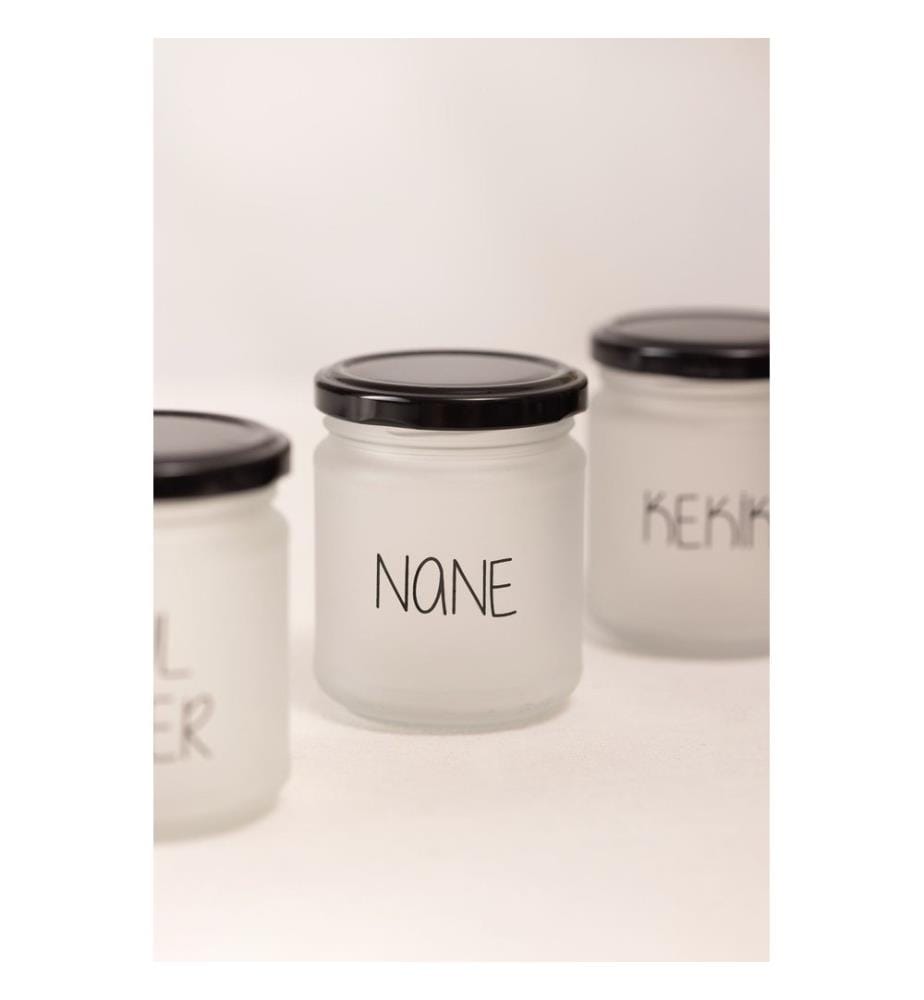 Spice Jar Set, 6 Pieces, White, Black, 100% GLASS