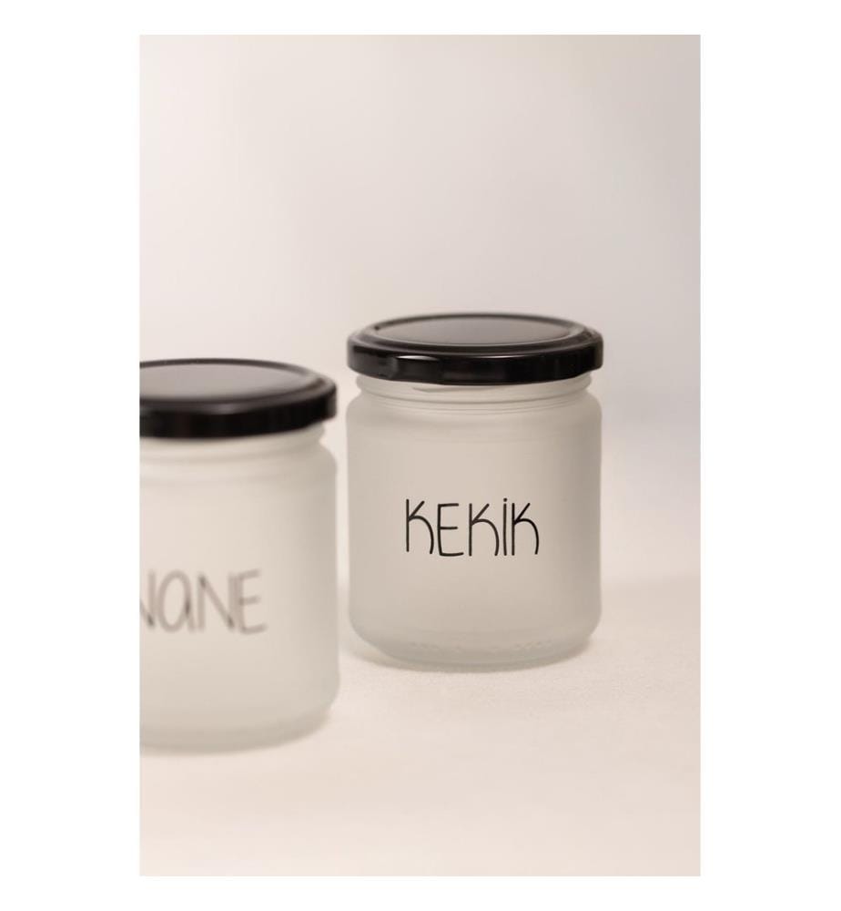 Spice Jar Set, 6 Pieces, White, Black, 100% GLASS