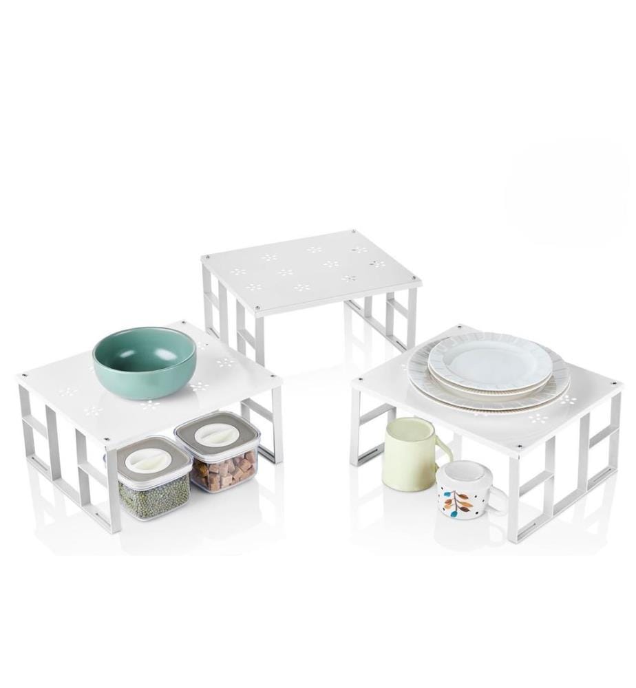 Kitchen Organizer, 3 Pieces, 100% STAINLESS METAL, White