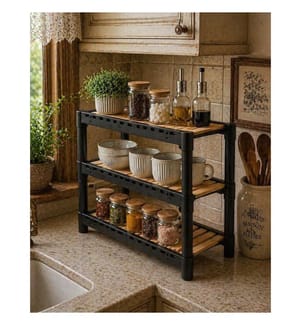 Kitchen Organizer, PLASTIC / WOOD / MDF, Black