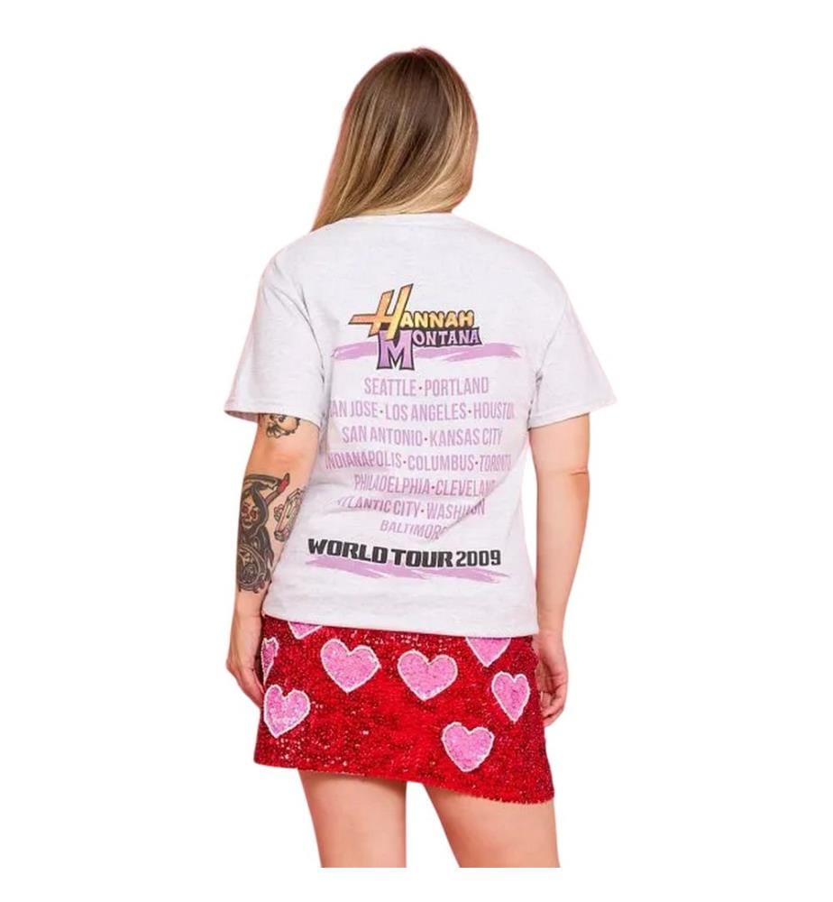 Hannah Montana Unisex Adult World Tour 2009 Back Print T-Shirt