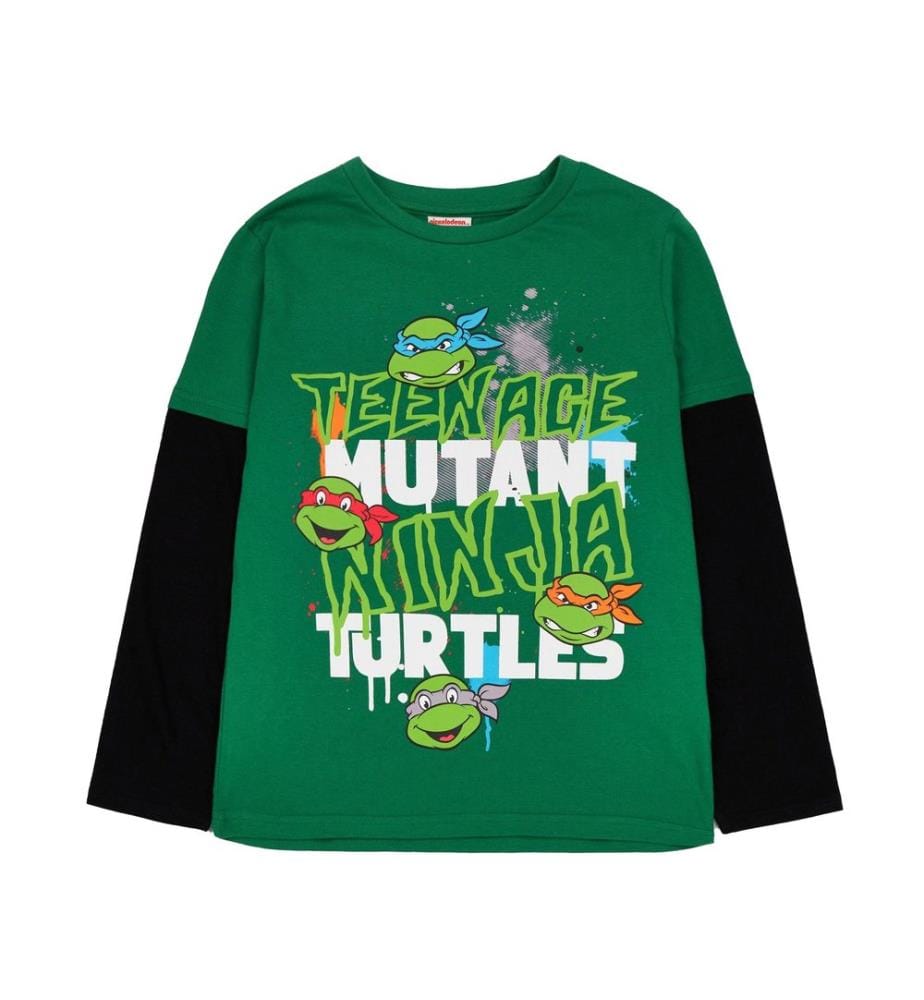 Teenage Mutant Ninja Turtles Boys Text Long-Sleeved T-Shirt