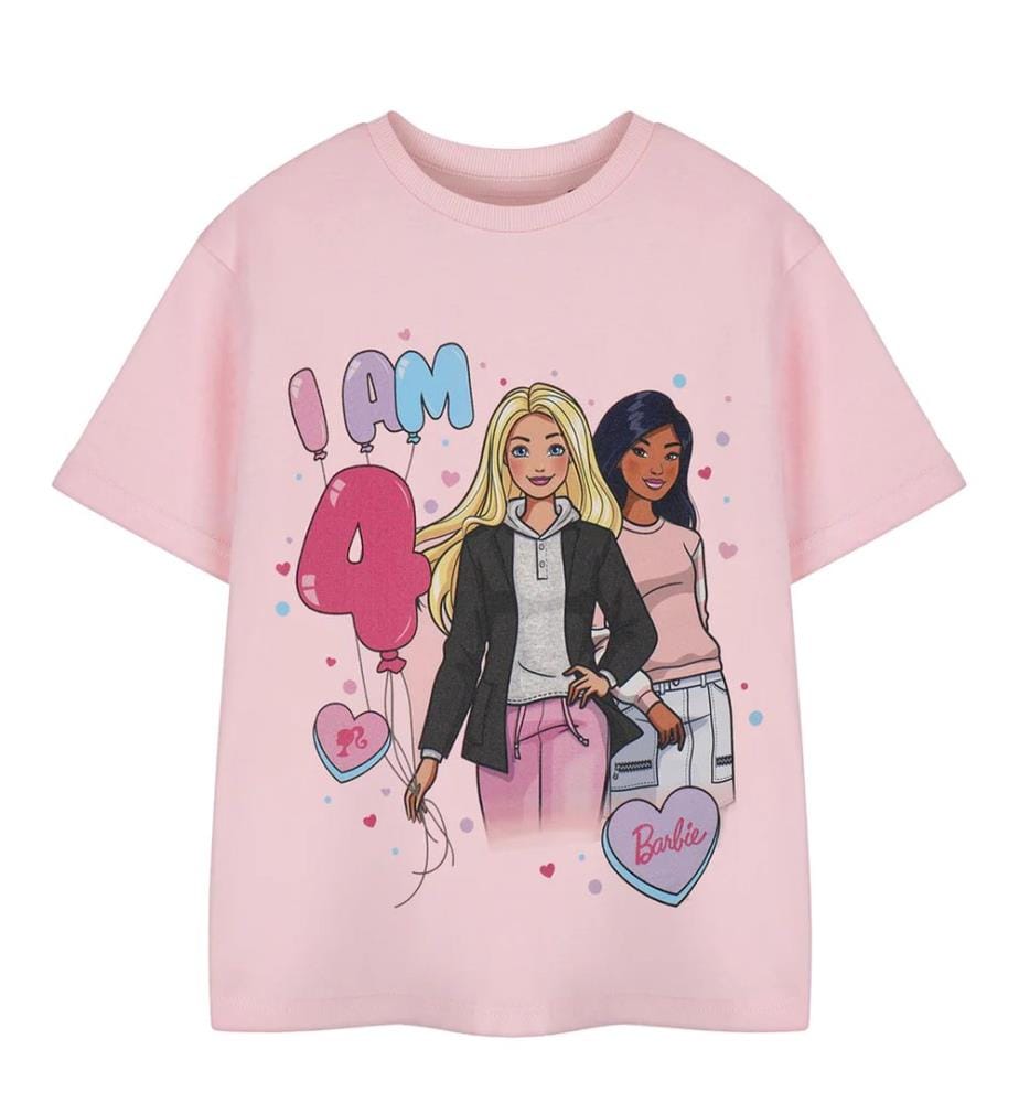 Barbie Maglietta 4° Compleanno Maniche Corte Ragazze