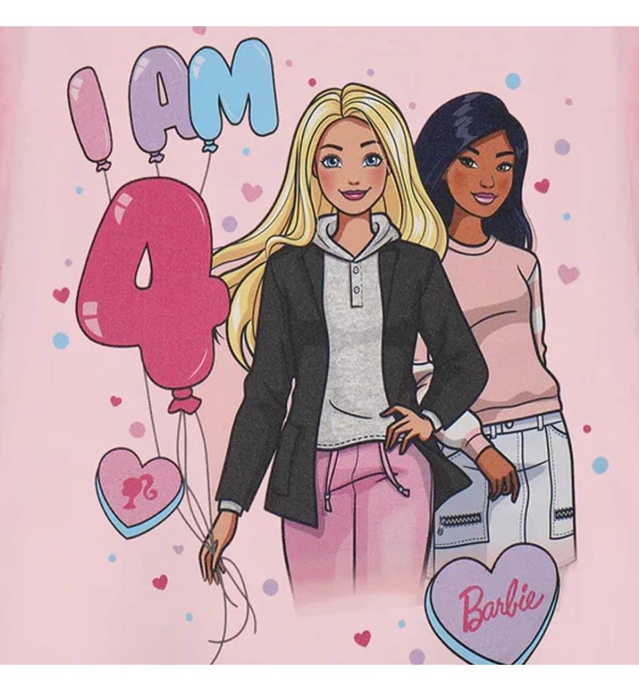 Barbie Maglietta 4° Compleanno Maniche Corte Ragazze