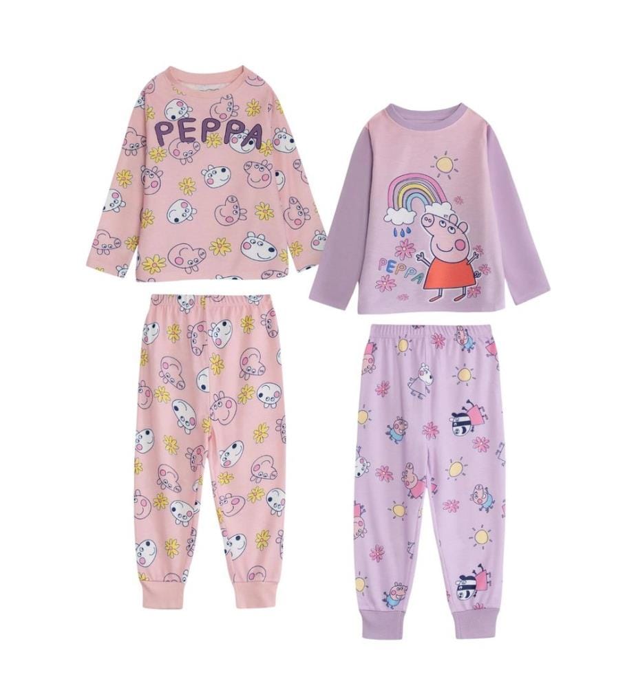 Peppa Pig - Schlafanzug mit langer Hose für Mädchen, Langärmlig (2er-Pack)