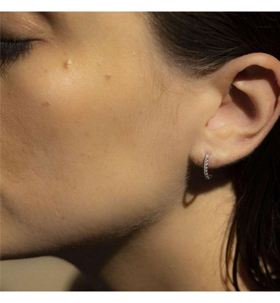 Orecchini creoli scintillanti - Oro bianco 375/1000