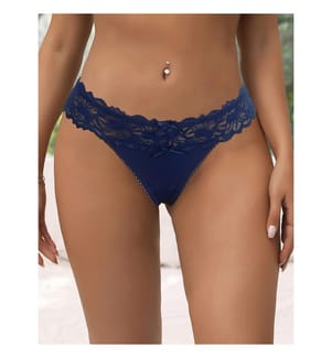 String aus Spitze Rückenschnürung - Blau