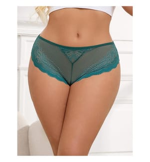 Slip mit Spitze, Öffnung, Herzring - Grün