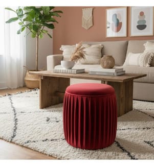 Cora Samt Pouf 35x40 cm - Fuxia