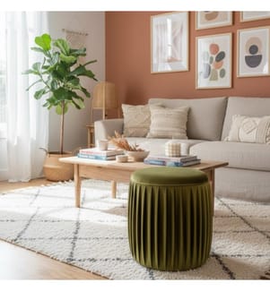 Cora Samt Pouf 35x40 cm - Grün