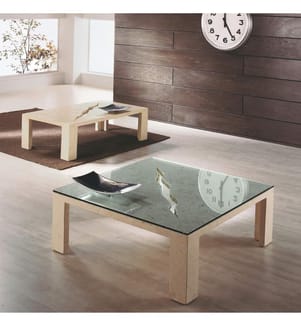 Crack Fossil Stone Couchtisch 100x100cm - Beige und Transparent