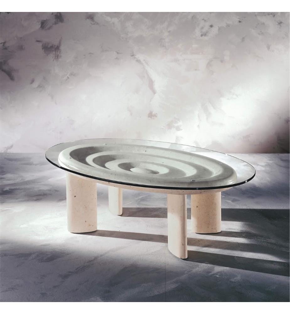Riflessi Fossil Stein Couchtisch 120x70 cm - Beige und Transparent