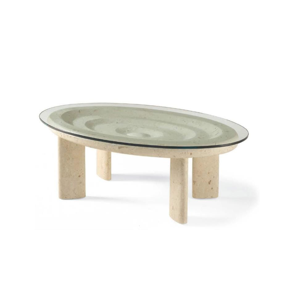 Riflessi Fossil Stein Couchtisch 120x70 cm - Beige und Transparent